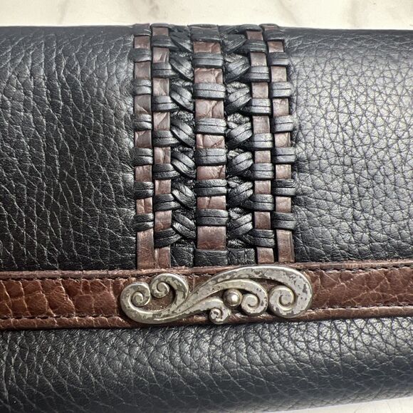 Vintage Brighton Genuine Leather Black & Brown Wallet/Cross Body Clutch Bag Used - Picture 3 of 11